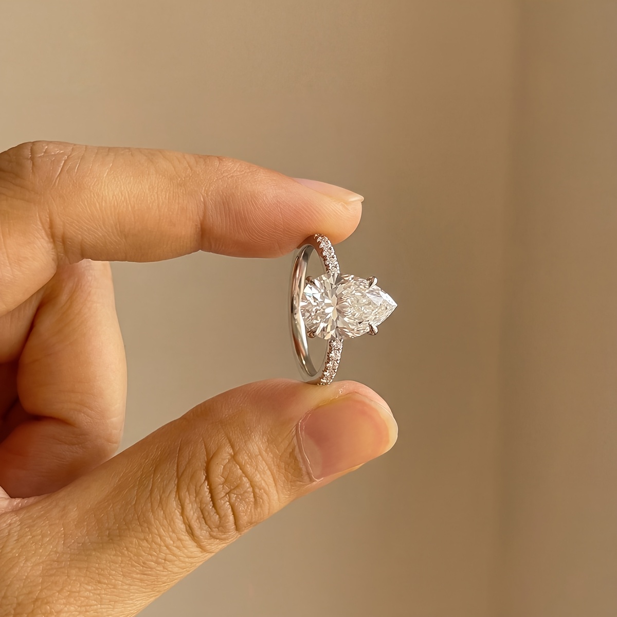Luxury 4ct Teardrop Ring Promise Wedding Engagement Rings